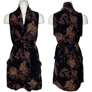 Aritzia Wilfred Sabine Mini Dress M Black Plum Print